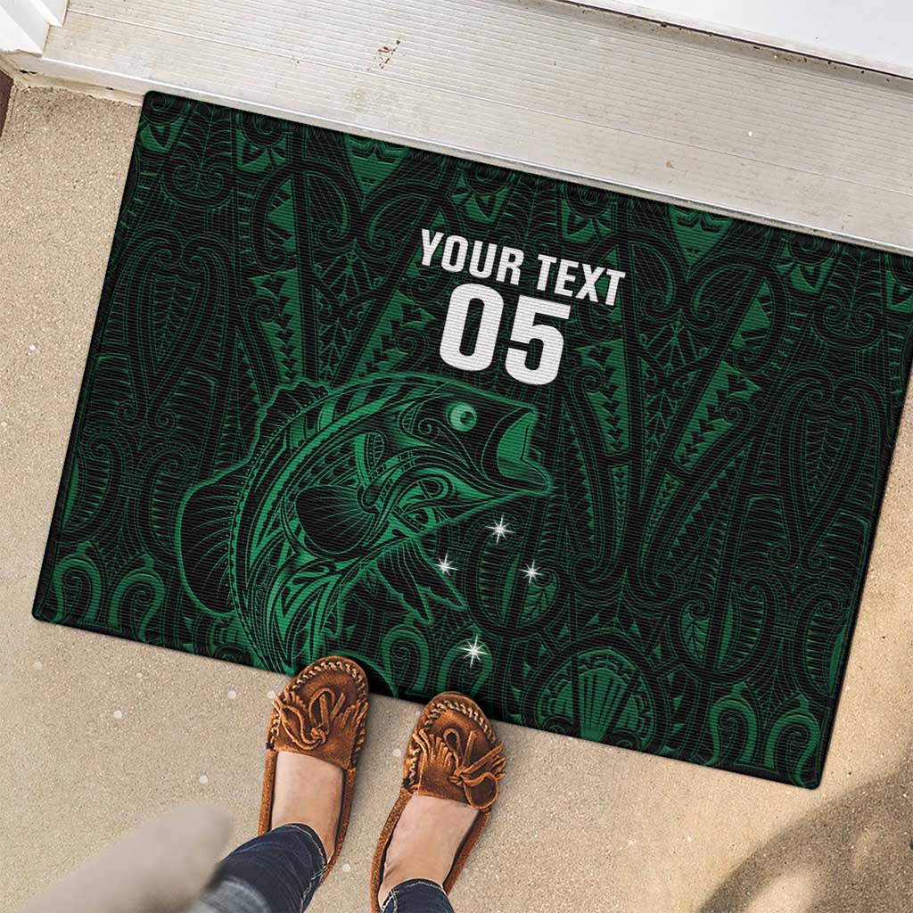 Custom New Zealand Fishing Rubber Doormat Maori Tribal Pattern - Polynesian Pride