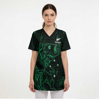 Custom New Zealand Fishing Scrub Top Maori Tribal Pattern - Polynesian Pride