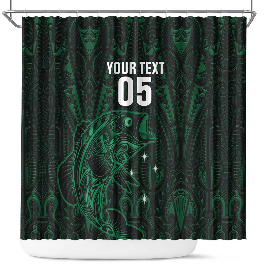 Custom New Zealand Fishing Shower Curtain Maori Tribal Pattern - Polynesian Pride