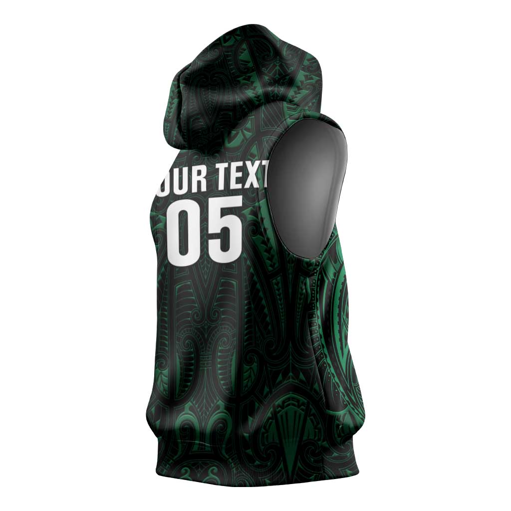 Custom New Zealand Fishing Sleeveless Hoodie Maori Tribal Pattern - Polynesian Pride