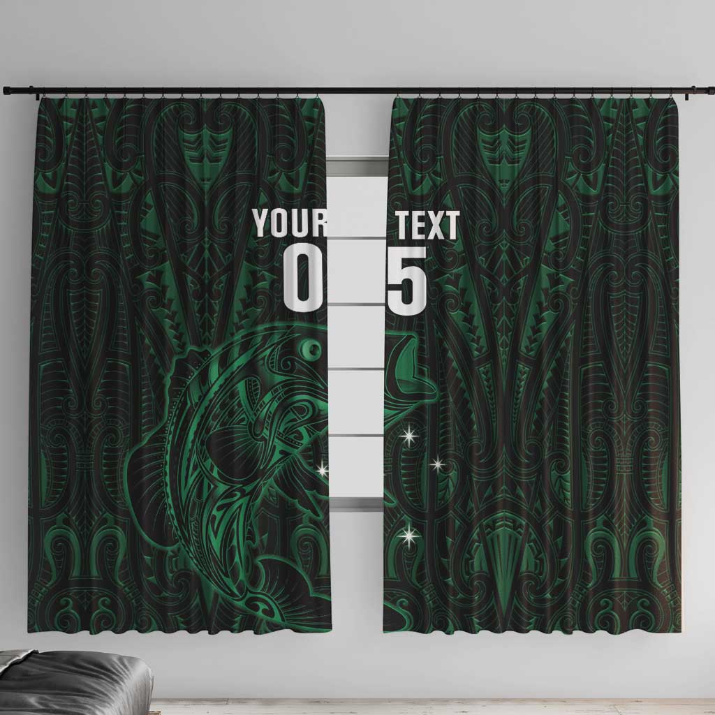 Custom New Zealand Fishing Window Curtain Maori Tribal Pattern - Polynesian Pride