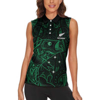 Custom New Zealand Fishing Women Sleeveless Polo Shirt Maori Tribal Pattern - Polynesian Pride