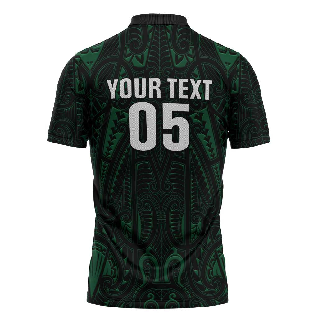 Custom New Zealand Fishing Zipper Polo Shirt Maori Tribal Pattern - Polynesian Pride