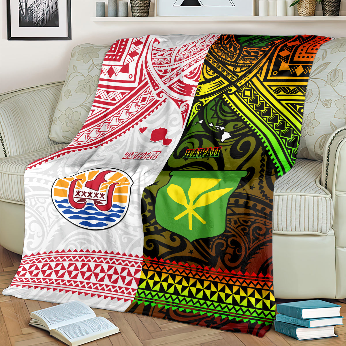 Hawaii And Tahiti Blanket Coat Of Arms Polynesian Pattern LT05 - Polynesian Pride
