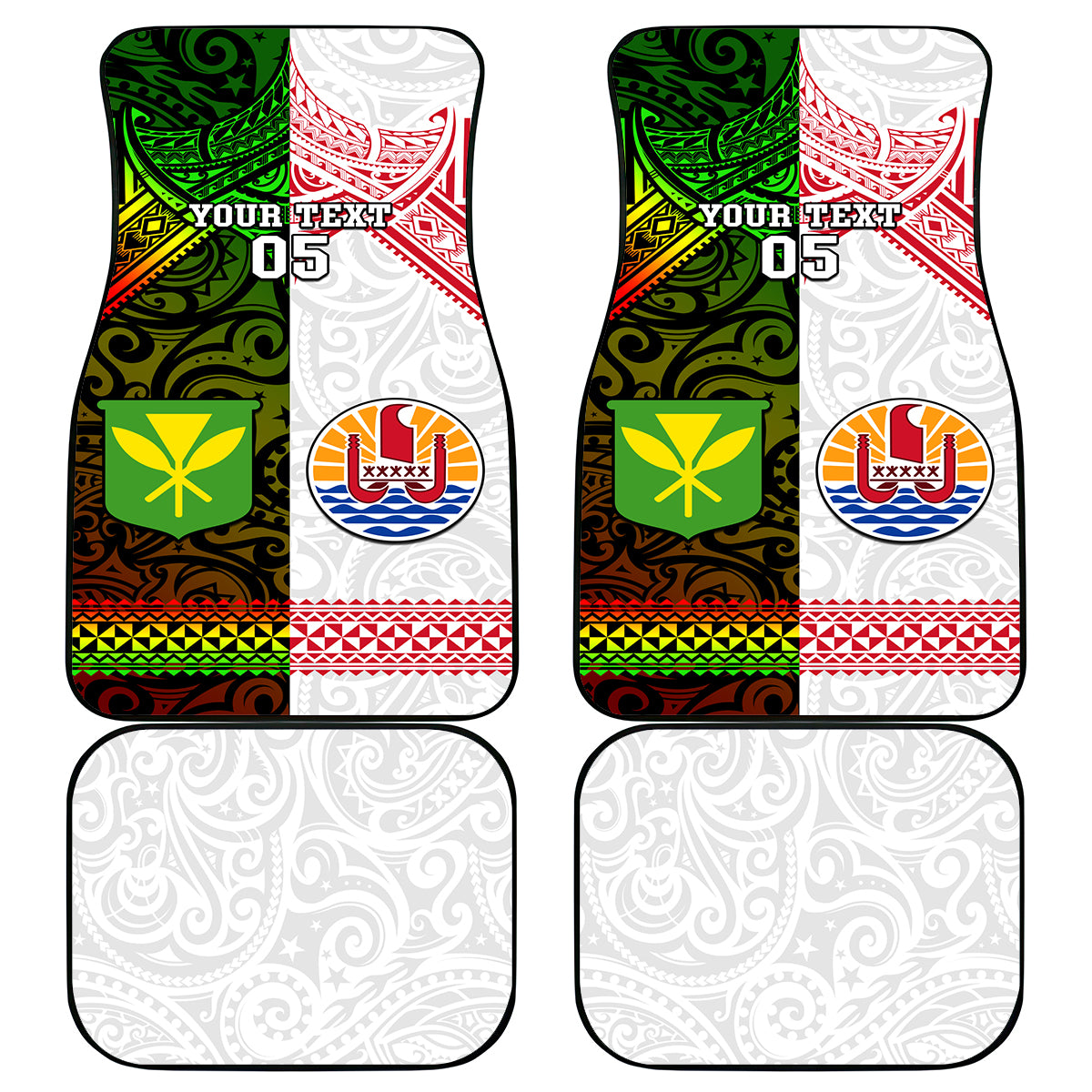 Custom Hawaii And Tahiti Car Mats Coat Of Arms Polynesian Pattern LT05 Reggae - Polynesian Pride