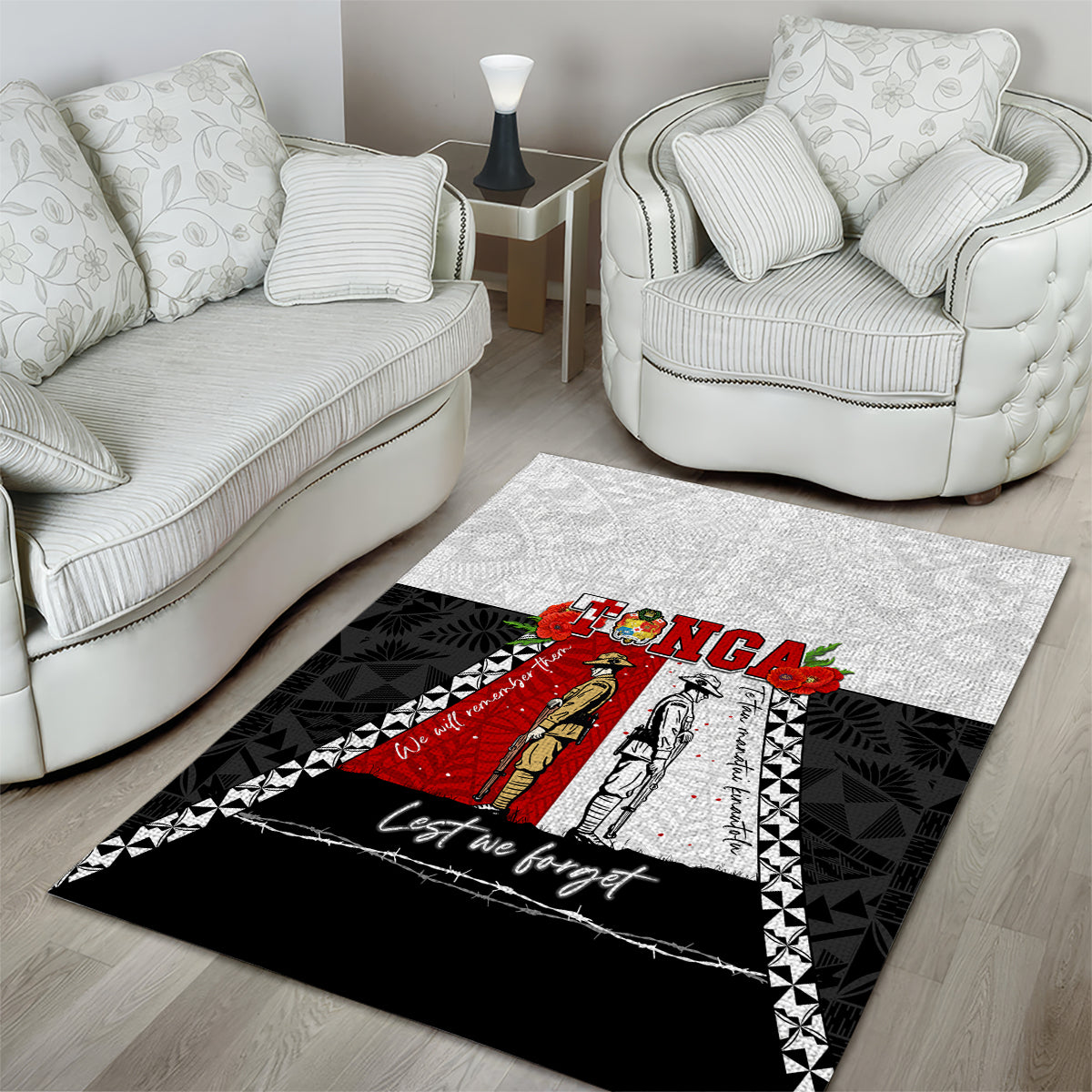 Tonga ANZAC Day Te Tau Manatui Kinautolu Area Rug Lest We Forget LT05 - Polynesian Pride