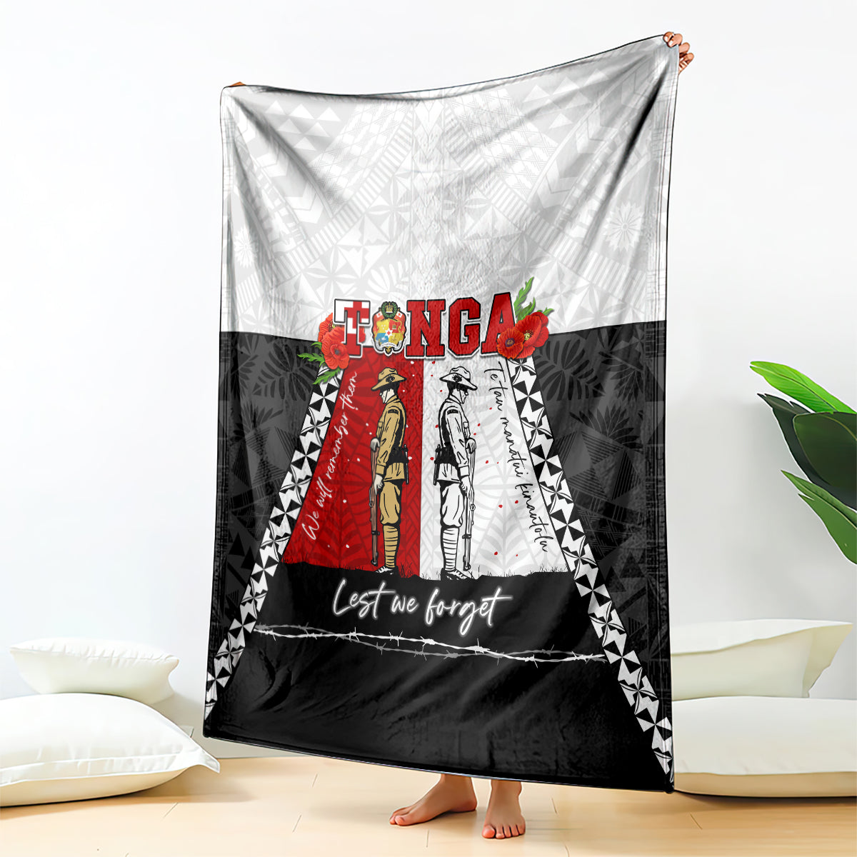 Tonga ANZAC Day Te Tau Manatui Kinautolu Blanket Lest We Forget LT05 - Polynesian Pride