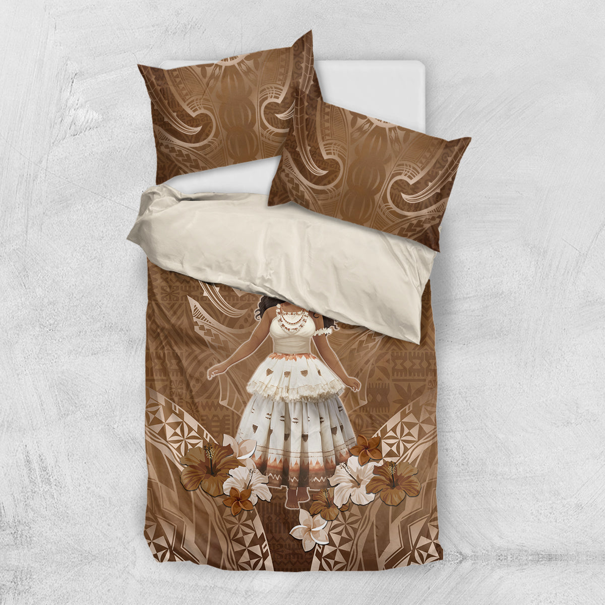 Bula Fiji Women's Day Bedding Set With Fijian Tapa Pattern LT05 US Twin 172cm x 218cm Brown - Polynesian Pride