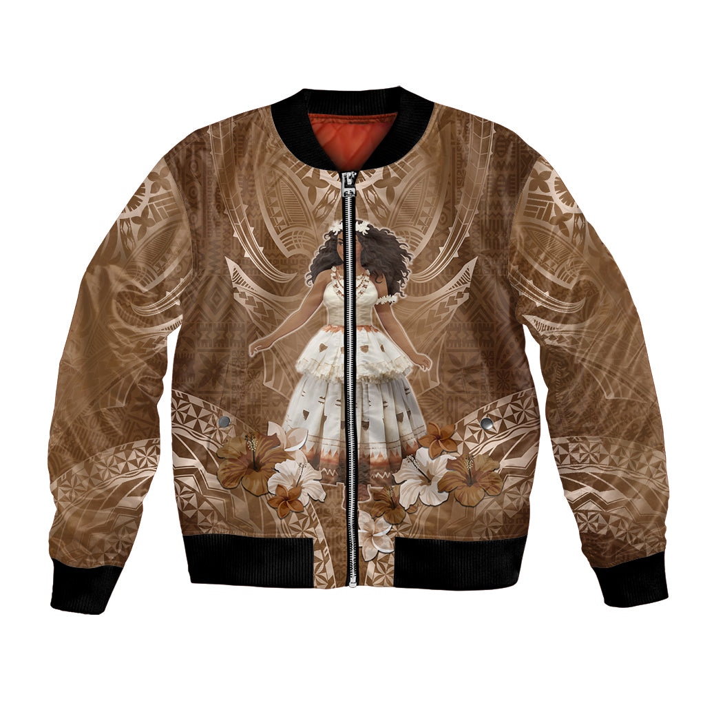 Bula Fiji Women's Day Bomber Jacket With Fijian Tapa Pattern LT05 Unisex Brown - Polynesian Pride