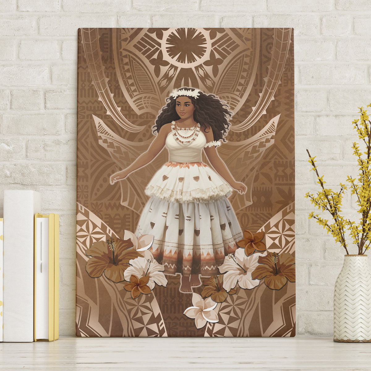 Bula Fiji Women's Day Canvas Wall Art With Fijian Tapa Pattern