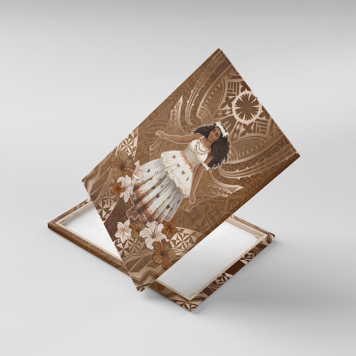 Bula Fiji Women's Day Canvas Wall Art With Fijian Tapa Pattern LT05 With Frame Brown - Polynesian Pride