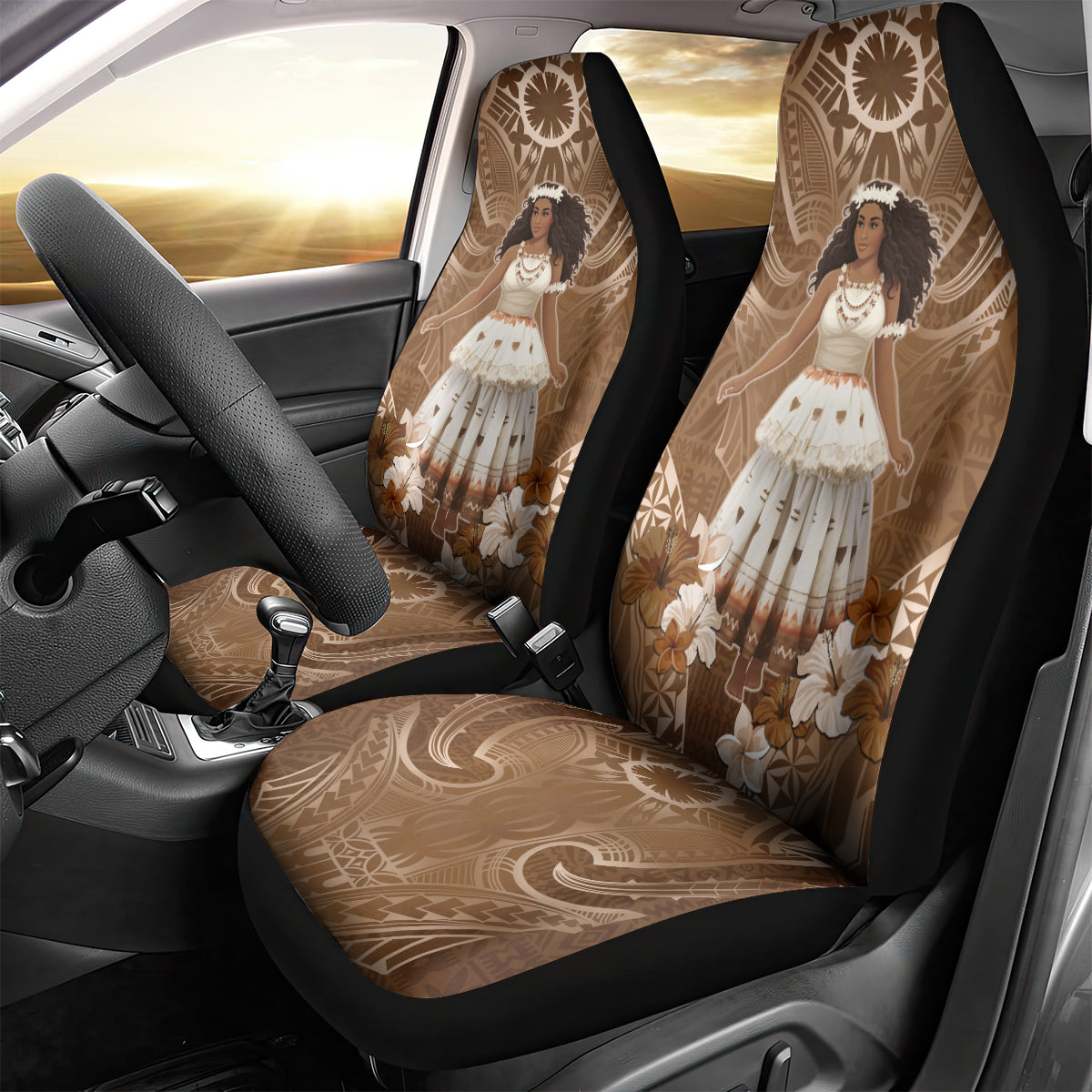 Bula Fiji Women's Day Car Seat Cover With Fijian Tapa Pattern LT05 - Polynesian Pride