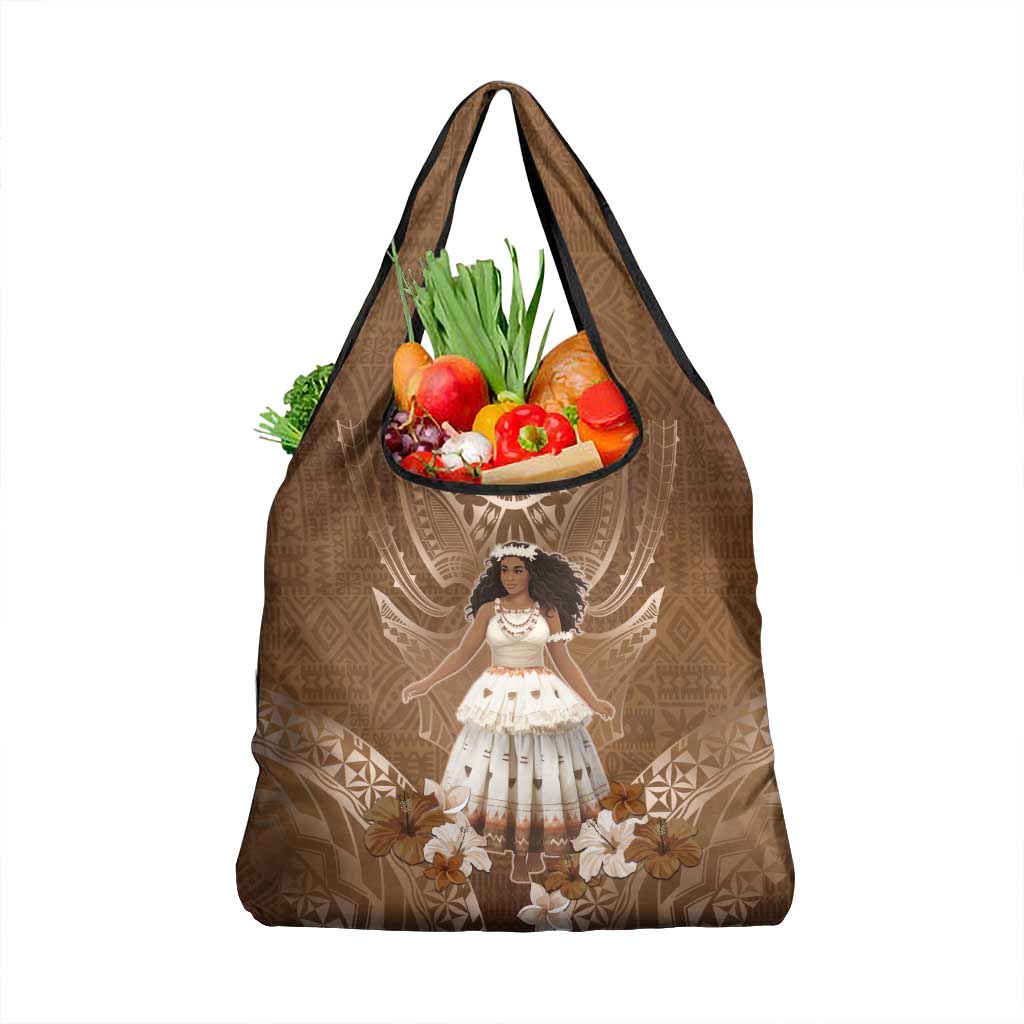 Bula Fiji Women's Day Grocery Bag With Fijian Tapa Pattern