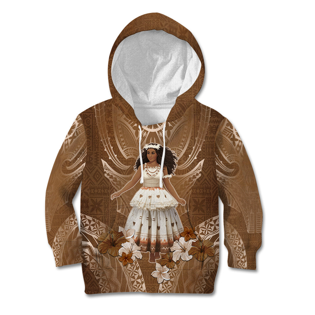 Bula Fiji Women's Day Kid Hoodie With Fijian Tapa Pattern LT05 Hoodie Brown - Polynesian Pride