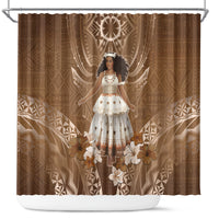 Bula Fiji Women's Day Shower Curtain With Fijian Tapa Pattern