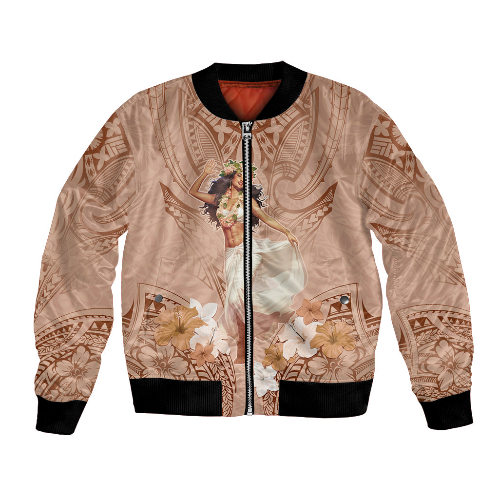 Hawaii Women's Day Bomber Jacket With Polynesian Pattern LT05 Unisex Brown - Polynesian Pride