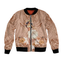Hawaii Women's Day Bomber Jacket With Polynesian Pattern LT05 Unisex Brown - Polynesian Pride