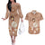 Hawaii Women's Day Couples Matching Off The Shoulder Long Sleeve Dress and Hawaiian Shirt With Polynesian Pattern LT05 Brown - Polynesian Pride