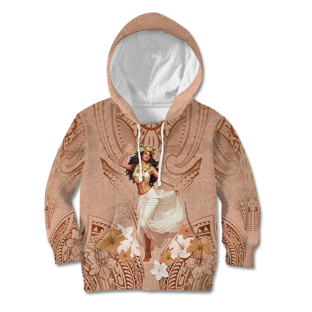 Hawaii Women's Day Kid Hoodie With Polynesian Pattern LT05 Hoodie Brown - Polynesian Pride