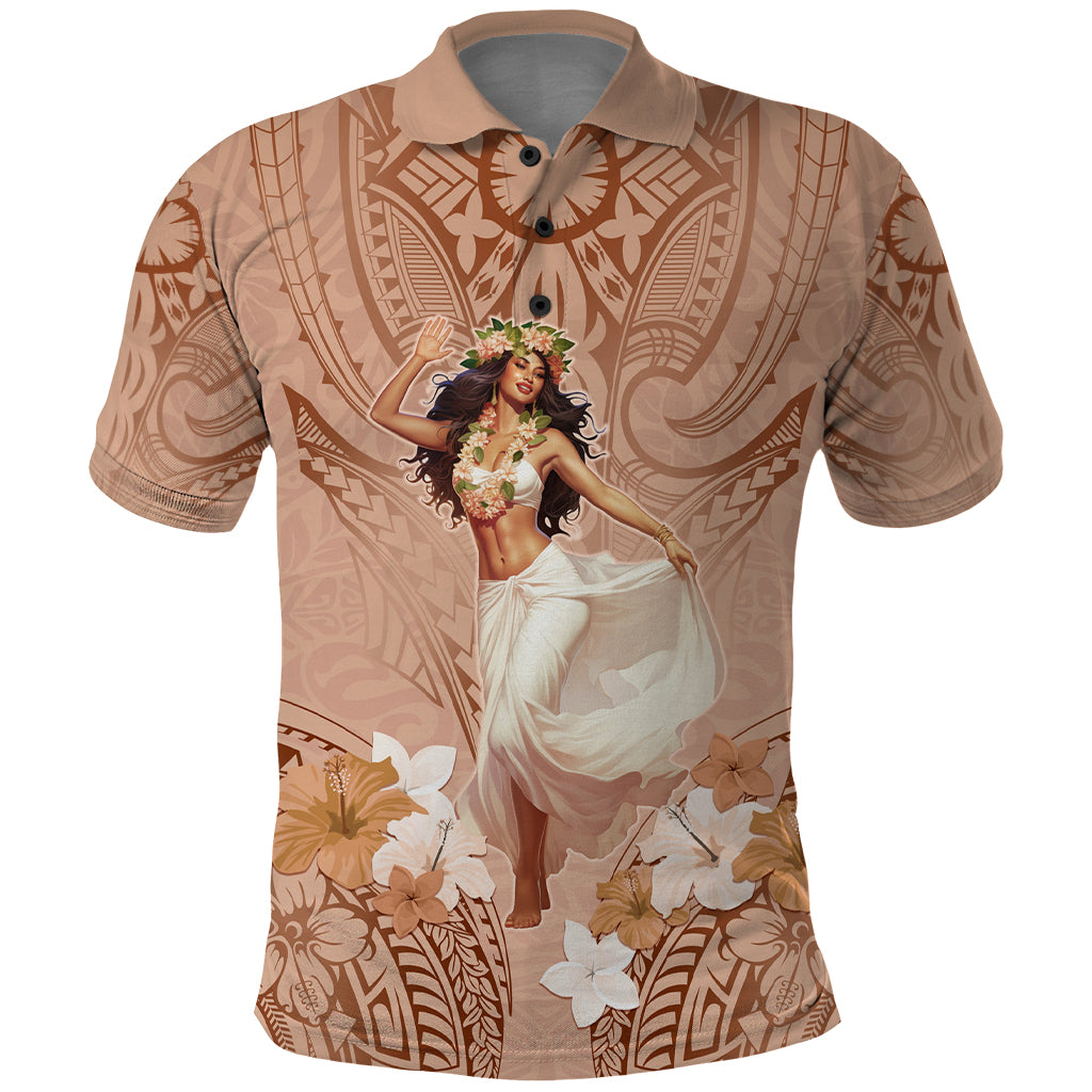 Hawaii Women's Day Polo Shirt With Polynesian Pattern LT05 Brown - Polynesian Pride
