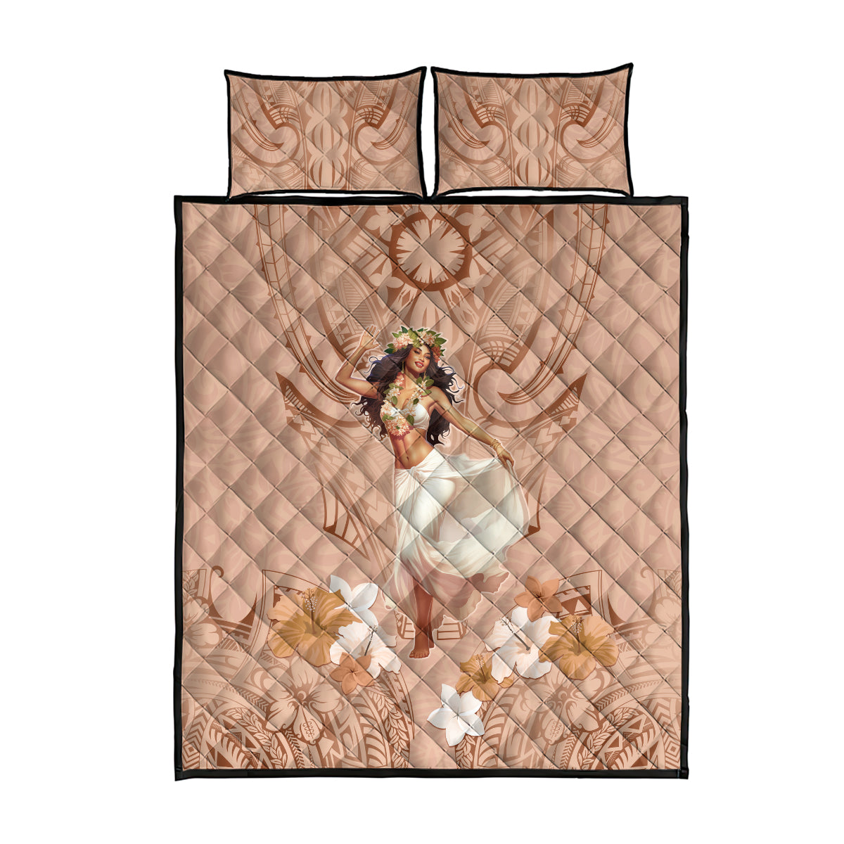Hawaii Women's Day Quilt Bed Set With Polynesian Pattern