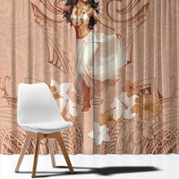 Hawaii Women's Day Window Curtain With Polynesian Pattern