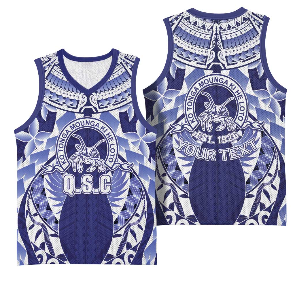 Personalised Tonga Queen Salote College Basketball Jersey Centenary Navy Version