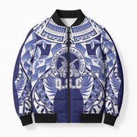 Personalised Tonga Queen Salote College Bomber Puffer Jacket Centenary Navy Version