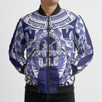 Personalised Tonga Queen Salote College Bomber Puffer Jacket Centenary Navy Version