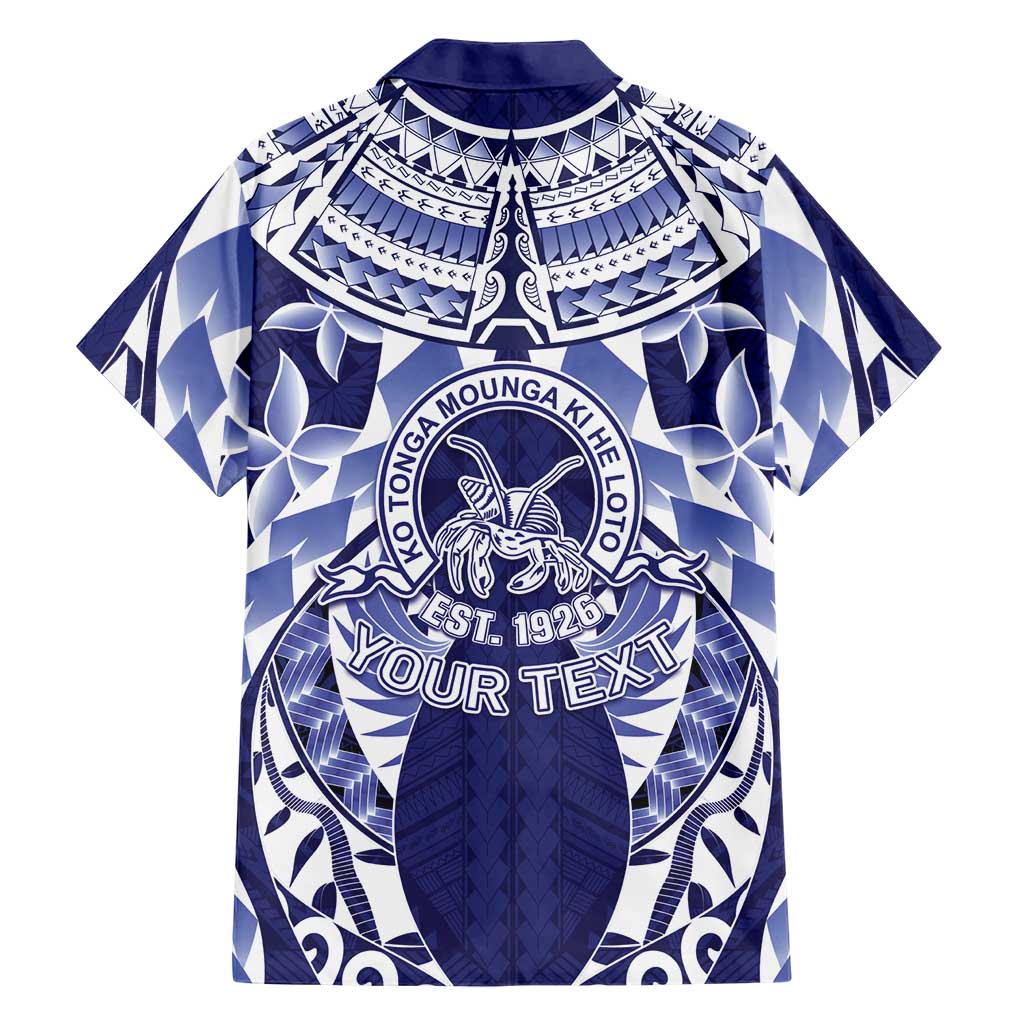 Personalised Tonga Queen Salote College Family Matching Long Sleeve Bodycon Dress and Hawaiian Shirt Centenary Navy Version LT05 - Polynesian Pride