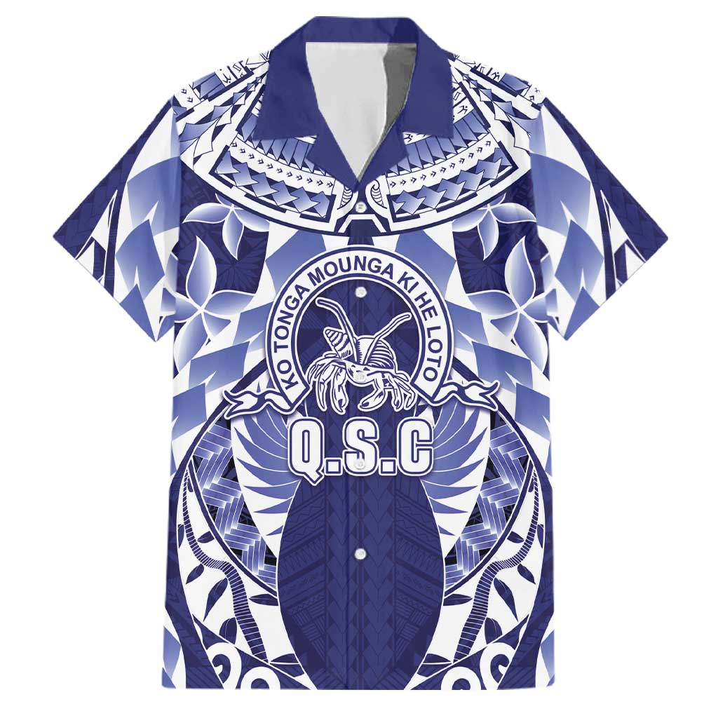Personalised Tonga Queen Salote College Family Matching Off The Shoulder Long Sleeve Dress and Hawaiian Shirt Centenary Navy Version LT05 Dad's Shirt - Short Sleeve Navy - Polynesian Pride