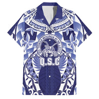 Personalised Tonga Queen Salote College Family Matching Off Shoulder Maxi Dress and Hawaiian Shirt Centenary Navy Version LT05 Dad's Shirt - Short Sleeve Navy - Polynesian Pride
