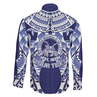 Personalised Tonga Queen Salote College Family Matching Tank Maxi Dress and Hawaiian Shirt Centenary Navy Version LT05 - Polynesian Pride