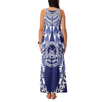 Personalised Tonga Queen Salote College Family Matching Tank Maxi Dress and Hawaiian Shirt Centenary Navy Version LT05 - Polynesian Pride