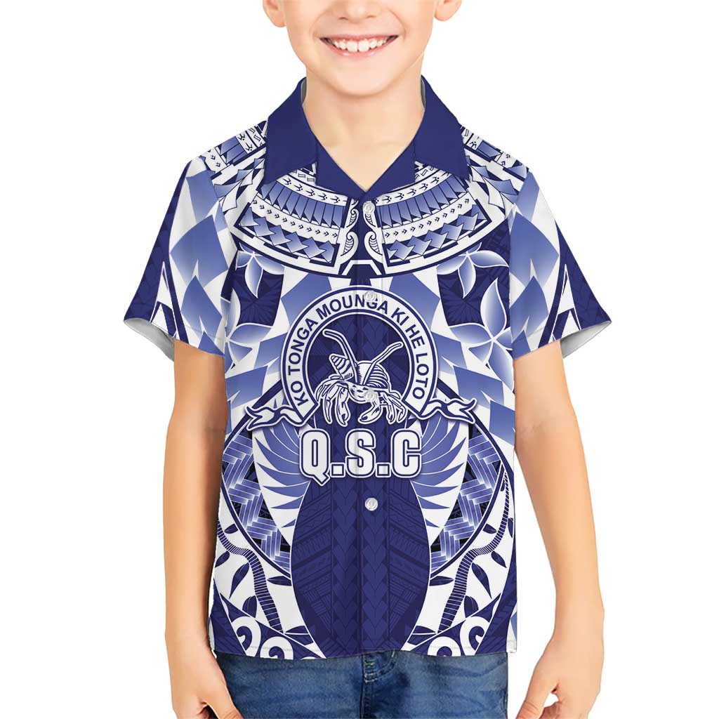 Personalised Tonga Queen Salote College Family Matching Tank Maxi Dress and Hawaiian Shirt Centenary Navy Version LT05 Son's Shirt Navy - Polynesian Pride