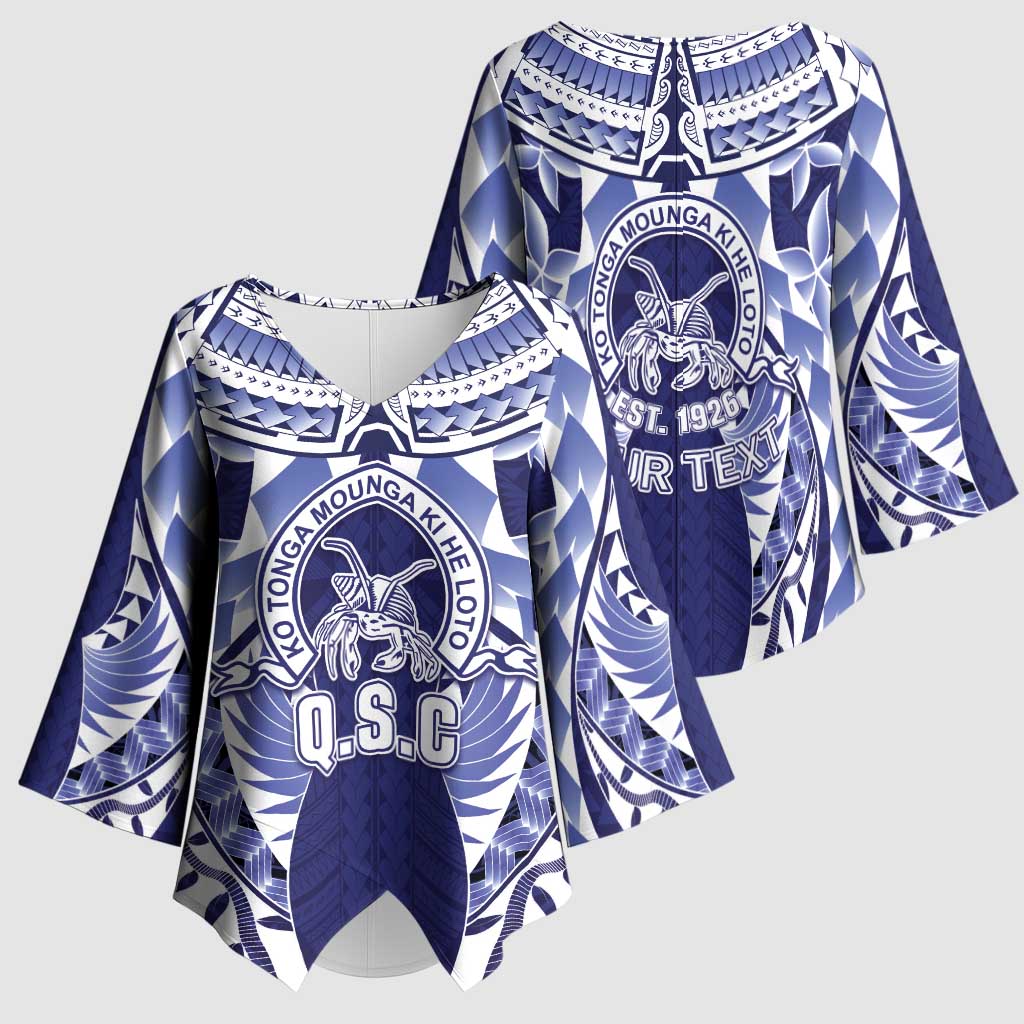 Personalised Tonga Queen Salote College Kimono Sleeve Blouse Centenary Navy Version