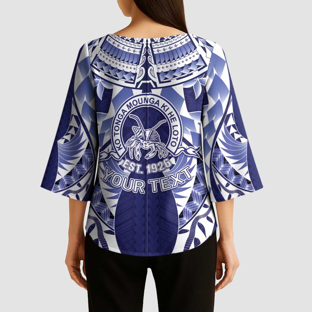 Personalised Tonga Queen Salote College Kimono Sleeve Blouse Centenary Navy Version