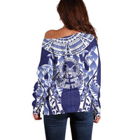 Personalised Tonga Queen Salote College Off Shoulder Sweater Centenary Navy Version