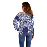 Personalised Tonga Queen Salote College Off Shoulder Sweater Centenary Navy Version