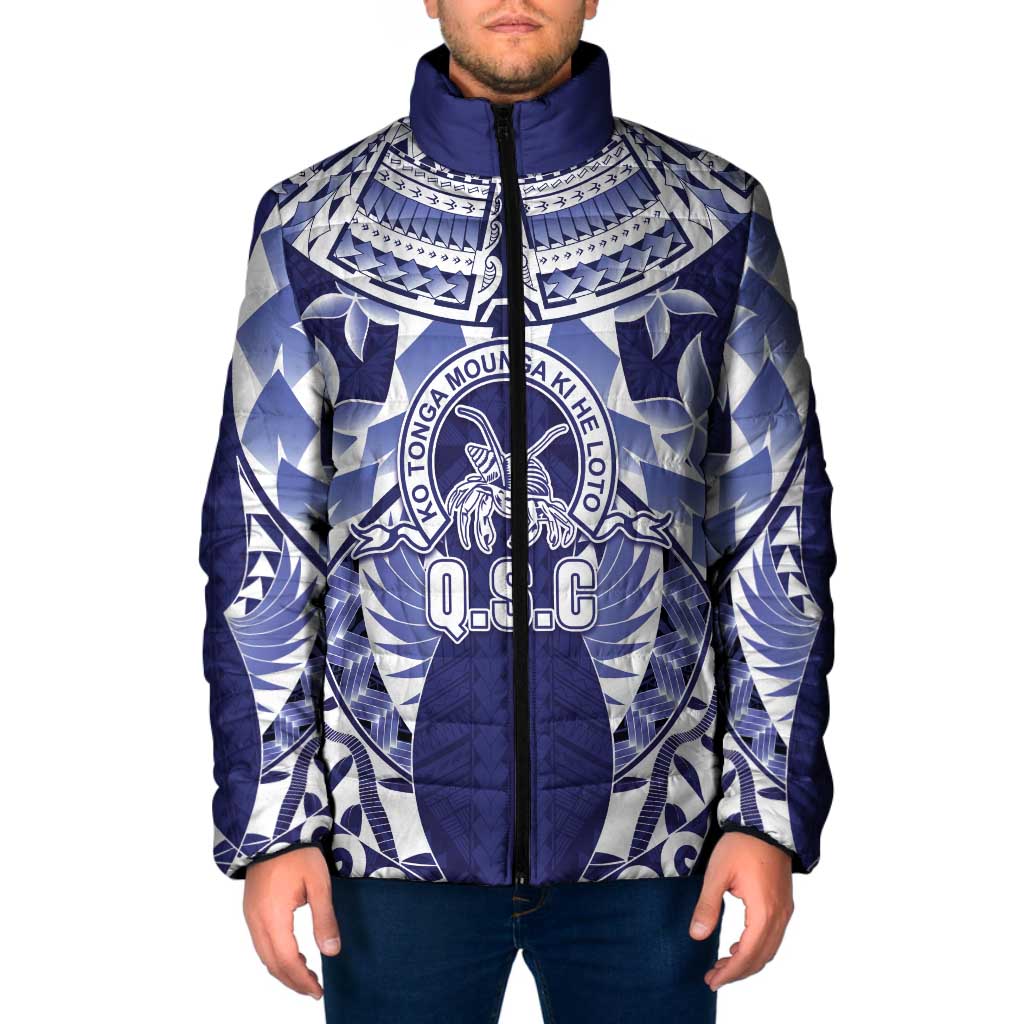 Personalised Tonga Queen Salote College Padded Jacket Centenary Navy Version