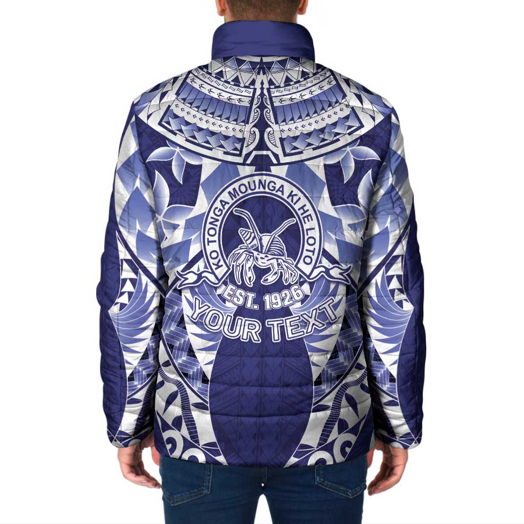 Personalised Tonga Queen Salote College Padded Jacket Centenary Navy Version