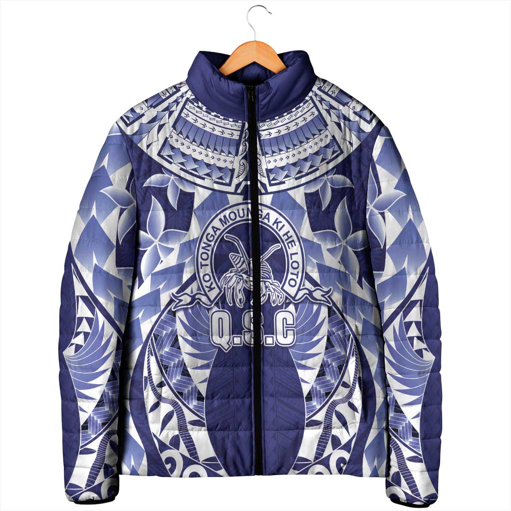 Personalised Tonga Queen Salote College Padded Jacket Centenary Navy Version