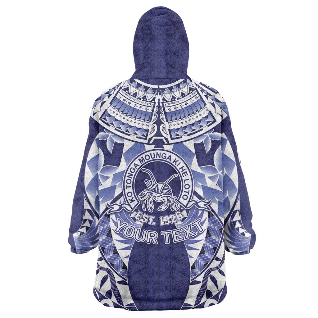 Personalised Tonga Queen Salote College Wearable Blanket Hoodie Centenary Navy Version