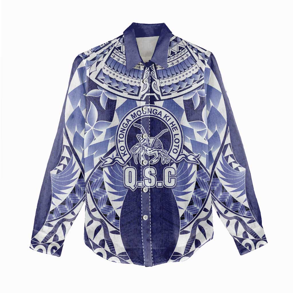 Personalised Tonga Queen Salote College Women Casual Shirt Centenary Navy Version