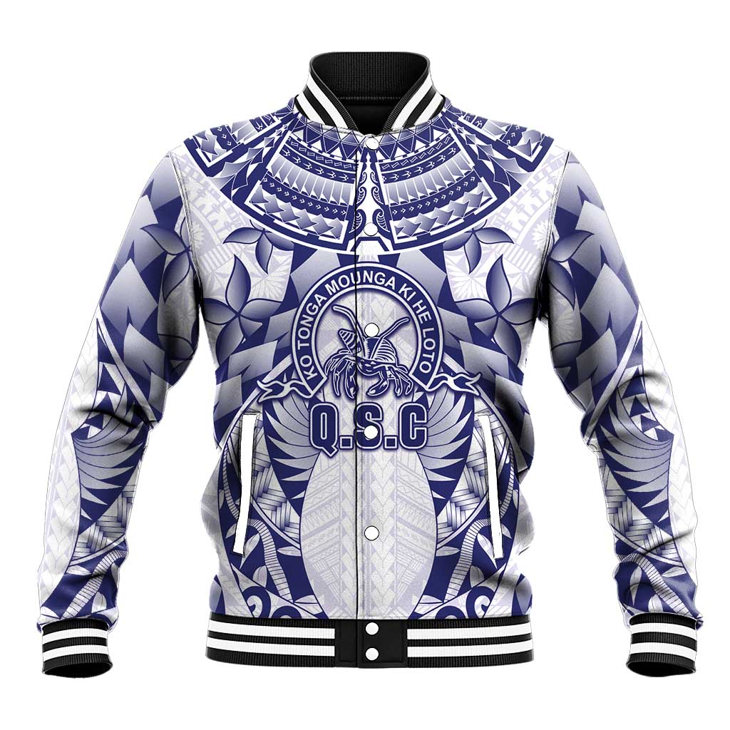 Personalised Tonga Queen Salote College Baseball Jacket Centenary White Version