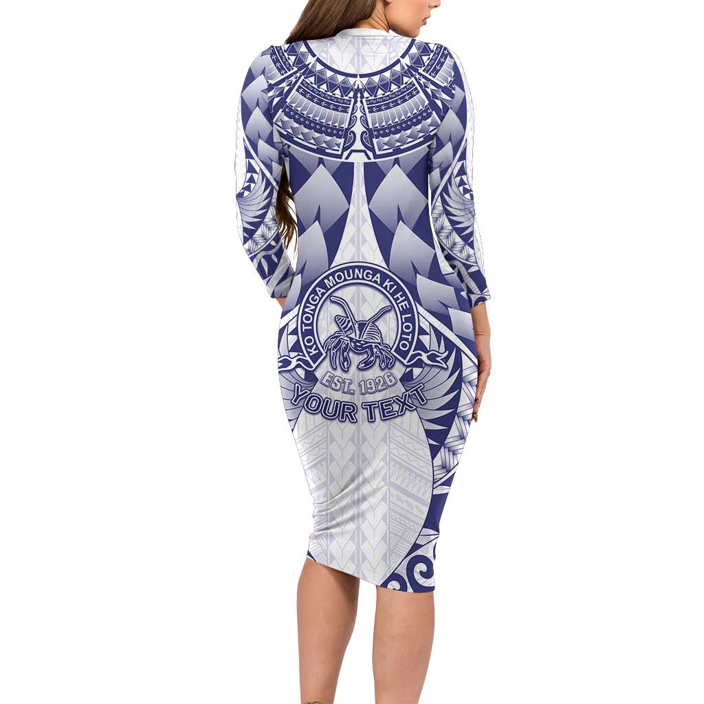 Personalised Tonga Queen Salote College Family Matching Long Sleeve Bodycon Dress and Hawaiian Shirt Centenary White Version LT05 - Polynesian Pride