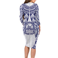 Personalised Tonga Queen Salote College Family Matching Long Sleeve Bodycon Dress and Hawaiian Shirt Centenary White Version LT05 - Polynesian Pride
