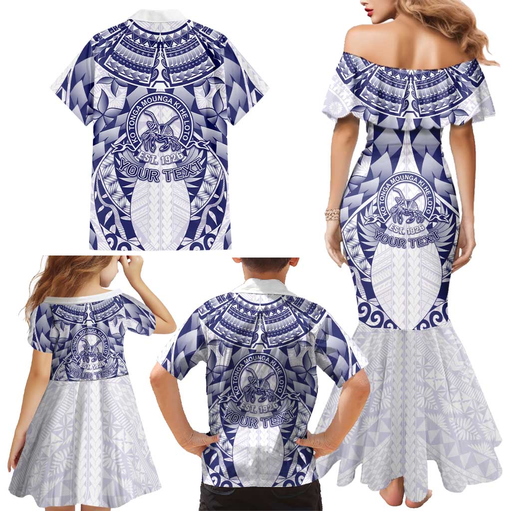 Personalised Tonga Queen Salote College Family Matching Mermaid Dress and Hawaiian Shirt Centenary White Version LT05 - Polynesian Pride