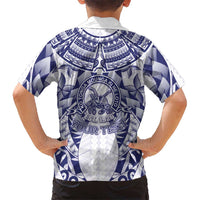 Personalised Tonga Queen Salote College Family Matching Off Shoulder Short Dress and Hawaiian Shirt Centenary White Version LT05 - Polynesian Pride