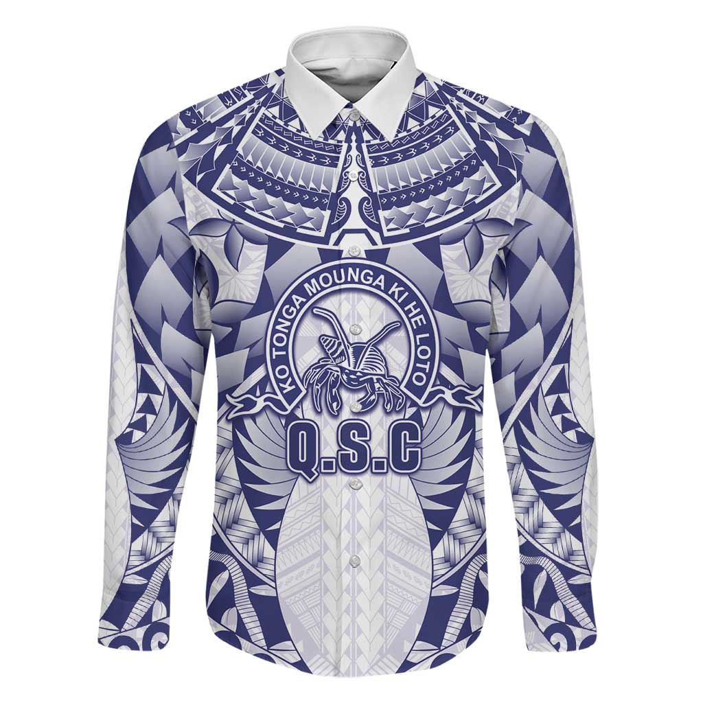 Personalised Tonga Queen Salote College Family Matching Off Shoulder Short Dress and Hawaiian Shirt Centenary White Version LT05 Dad's Shirt - Long Sleeve White - Polynesian Pride